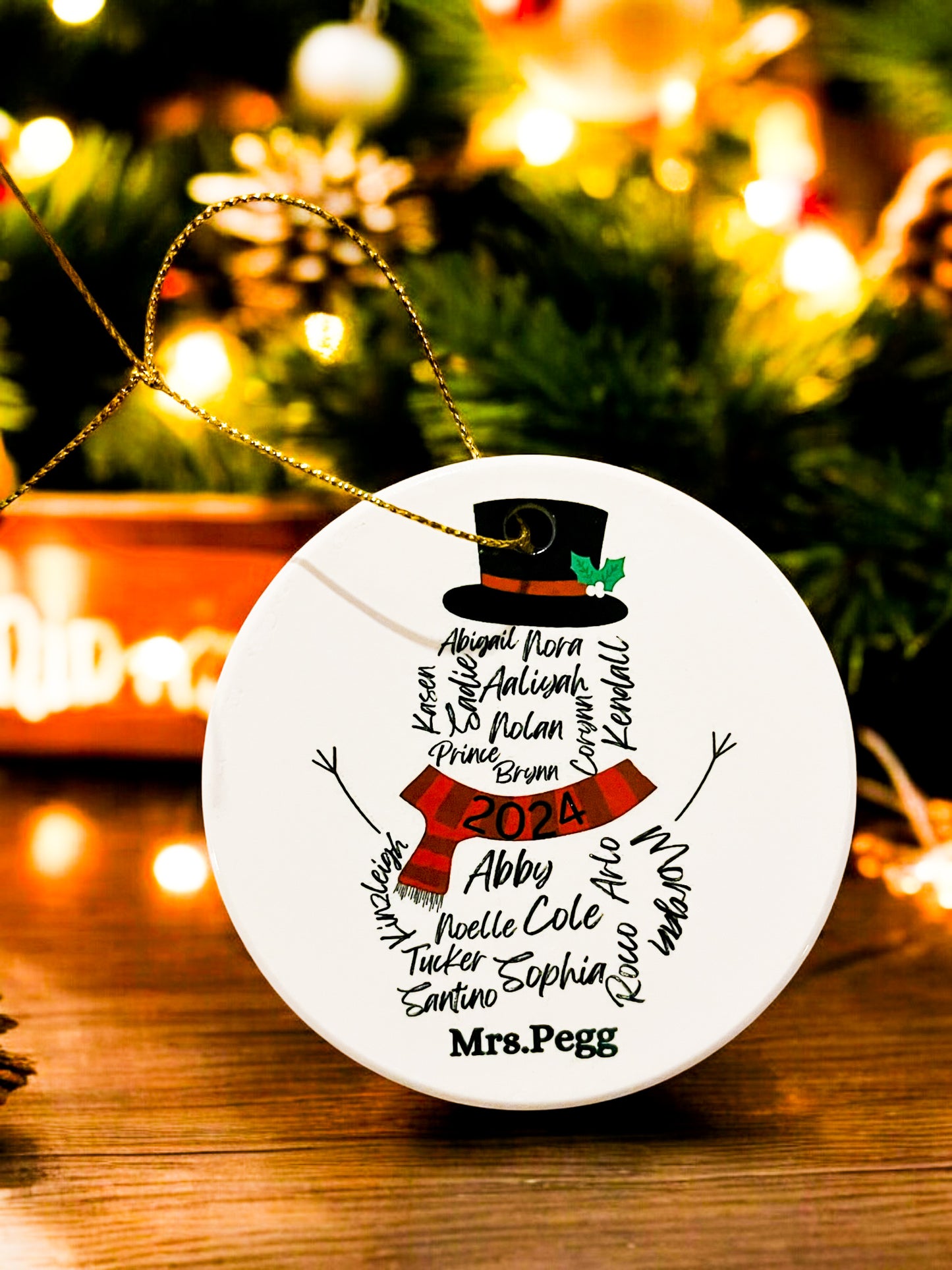 Custom name snowman ornament