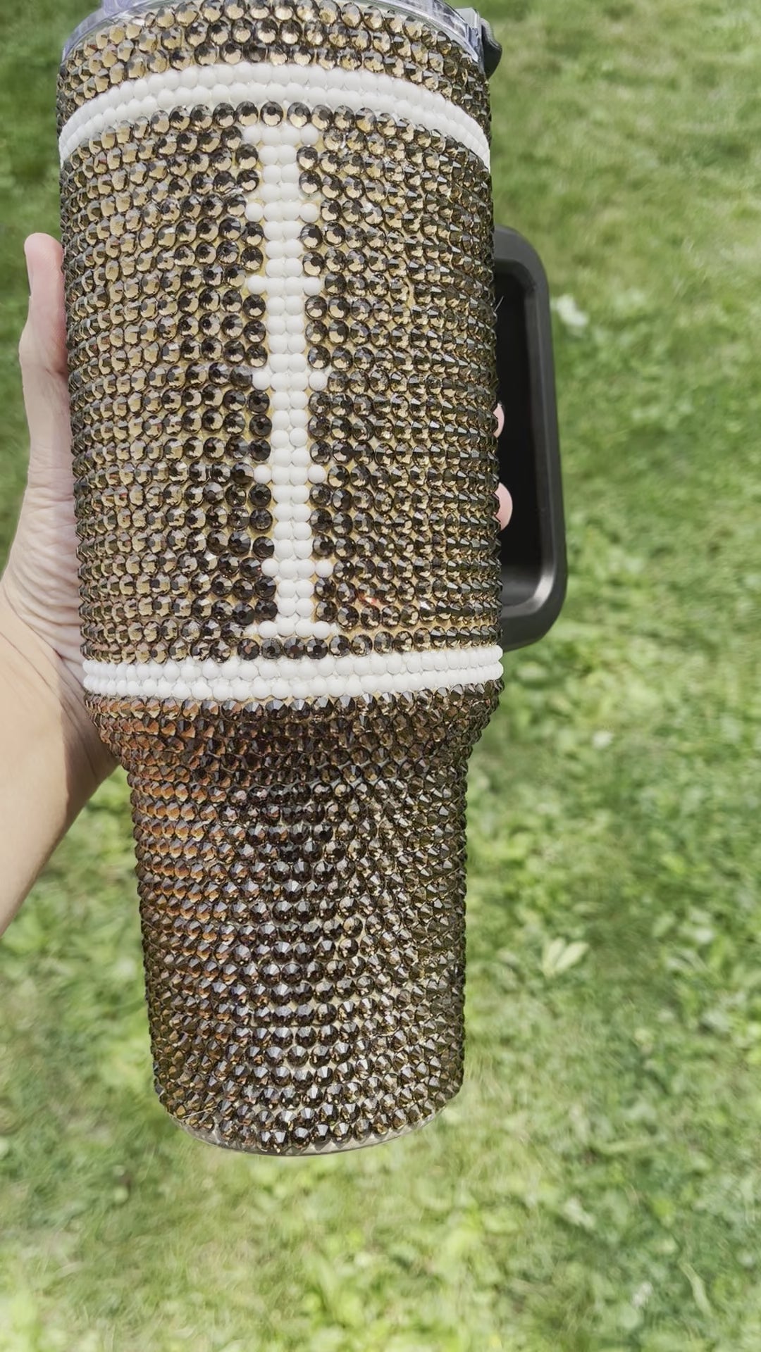 Football Rhinestone Bling 40 Oz Tumbler