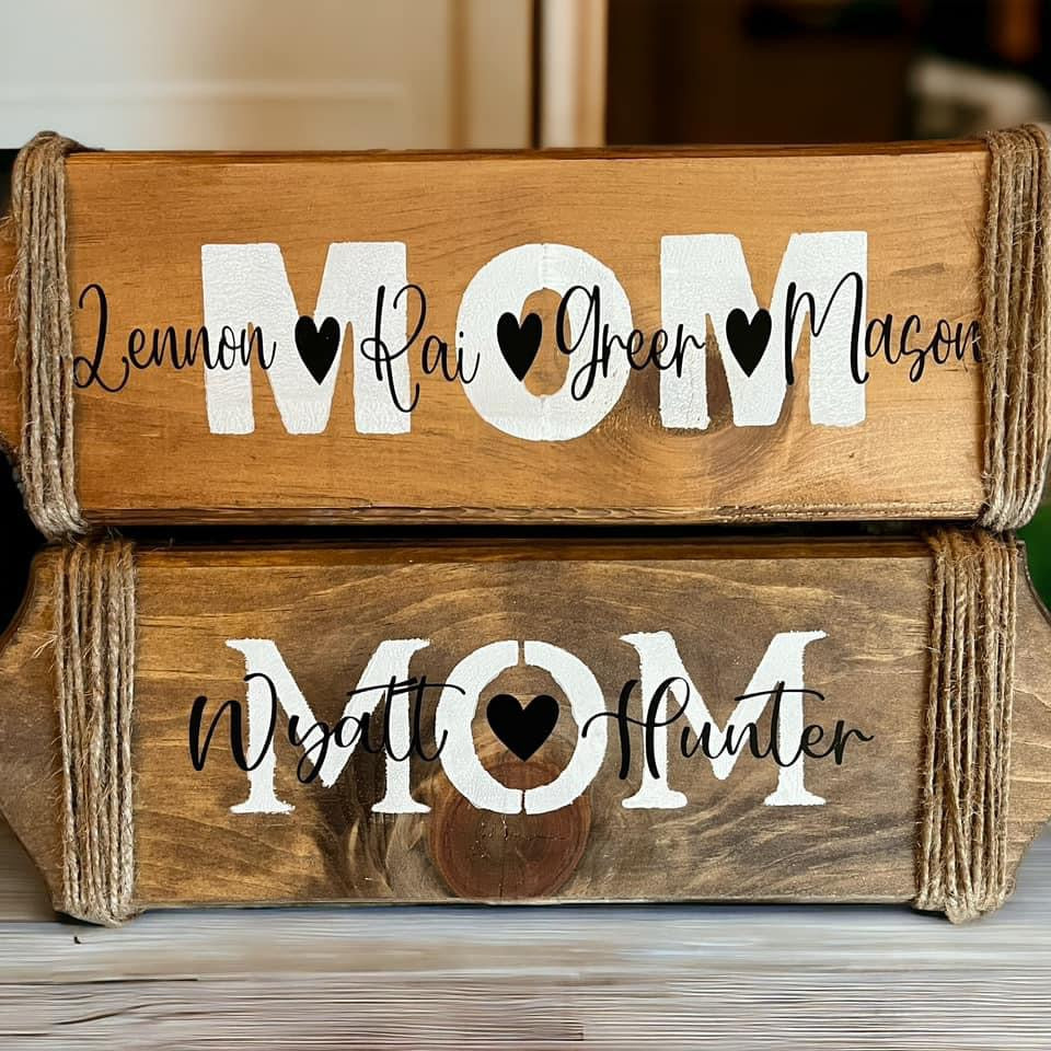 Custom wooden mom signs