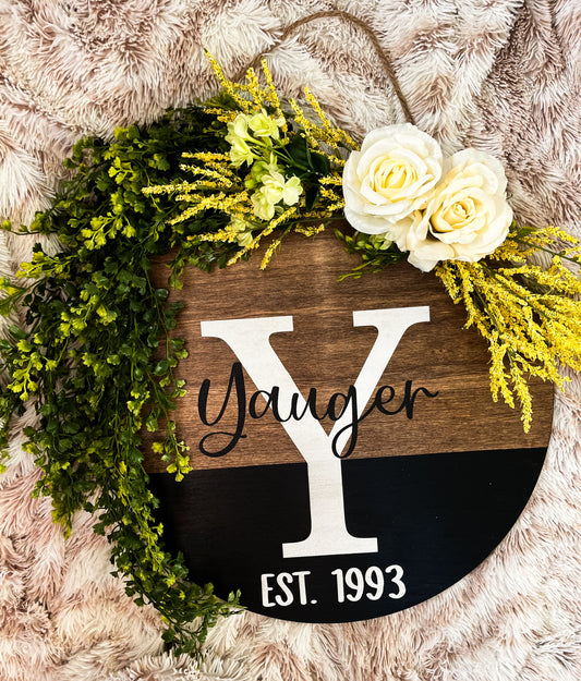 Personalized floral sign