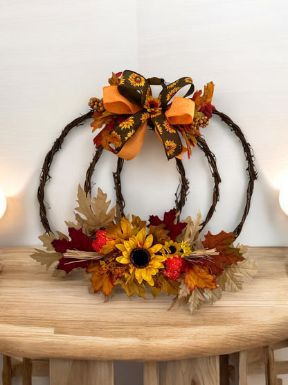 Grapevine pumpkin door hanger