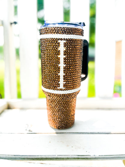 Blinged out Football 40oz tumbler