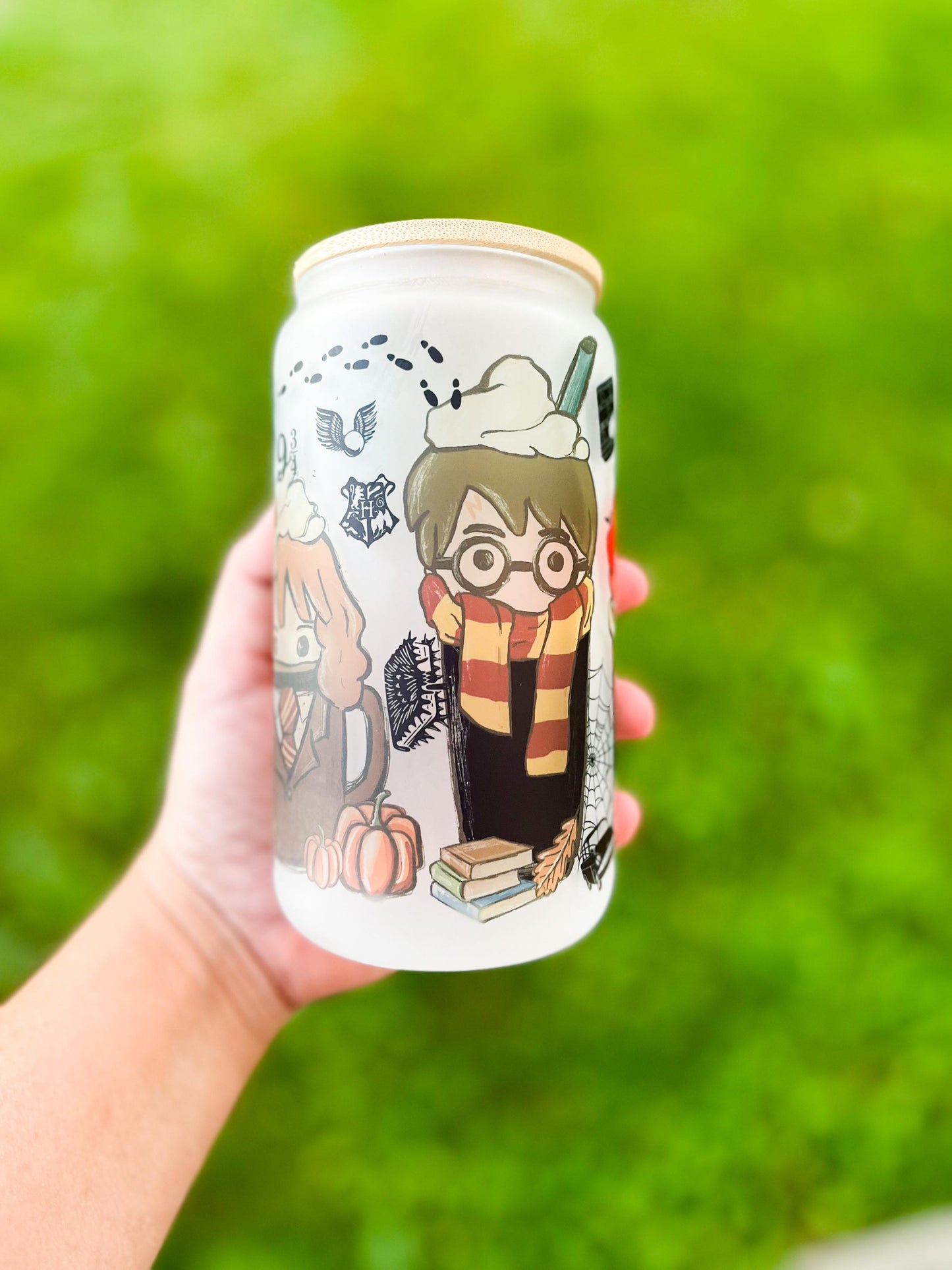 HP 16 oz autumn glass can