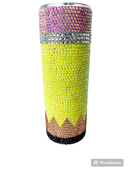 Rhinestone pencil tumbler