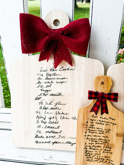 A-Handwritten sublimated recipe board