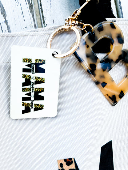 A MAMA initial personalized photo keychain