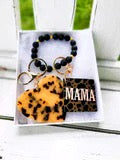 Leopard initial photo keychain