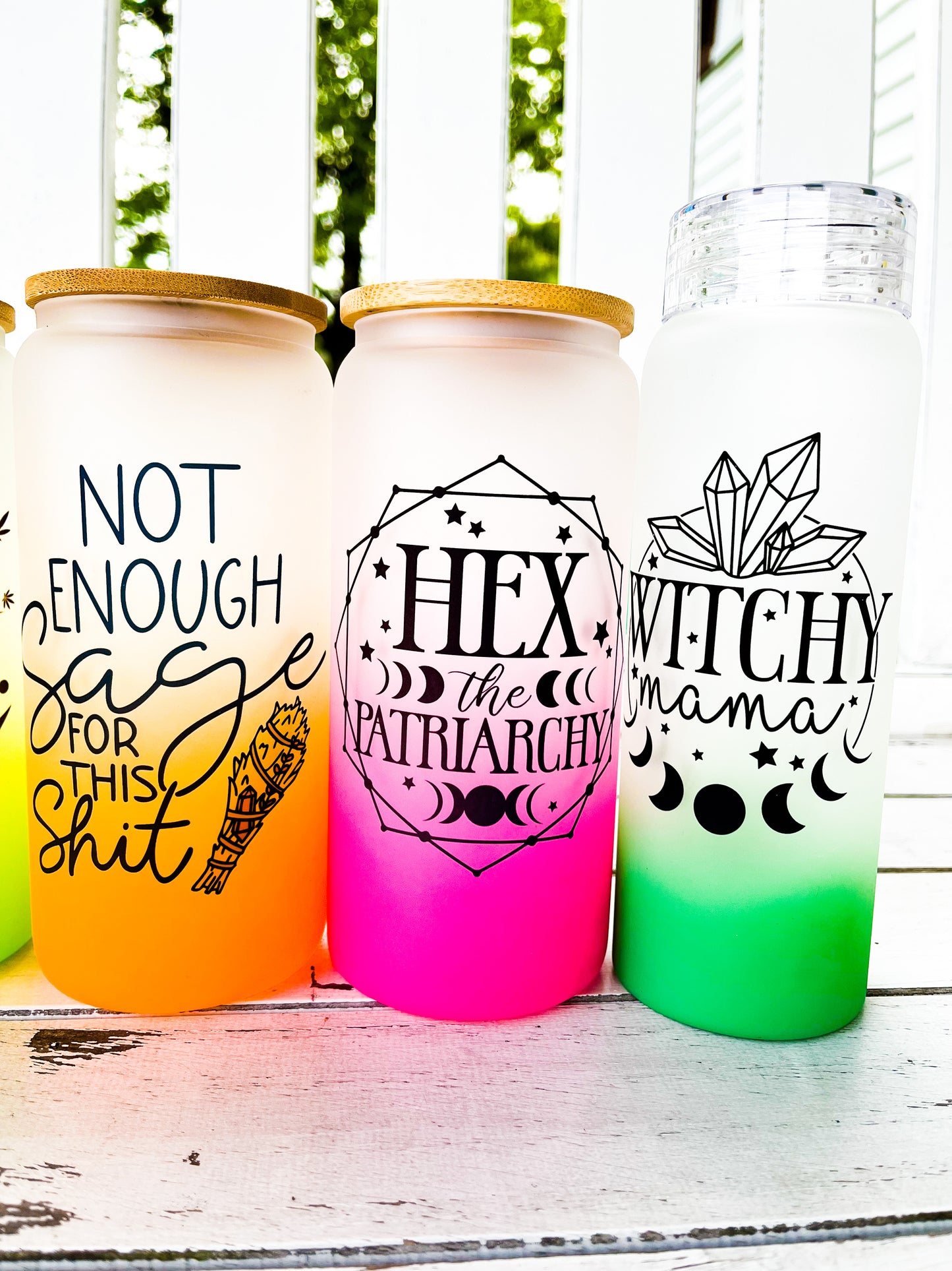 B Ombre glass personalized water bottles/glass cans