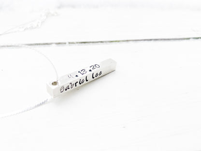 Personalized 3D pillar necklace