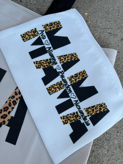 MAMA personalized leopard makeup bag