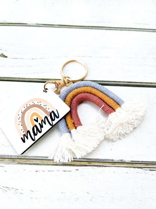 Bohemian style rainbow photo keychain