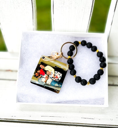 A Personalized photo wristlet keychains