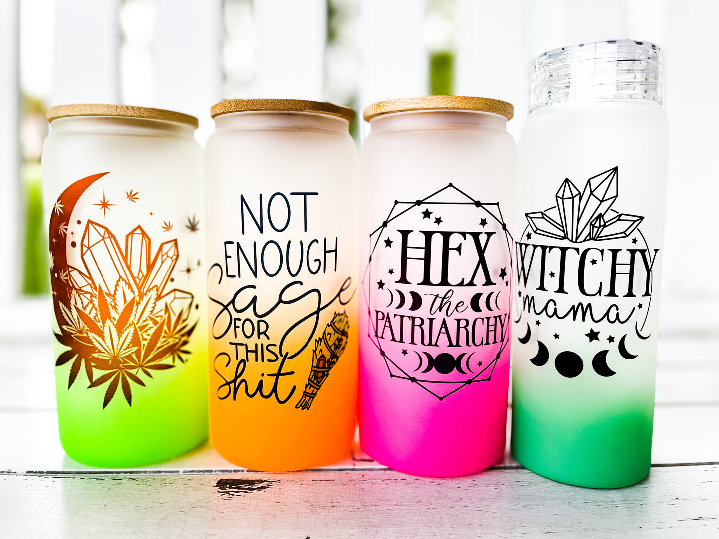 B Ombre glass personalized water bottles/glass cans