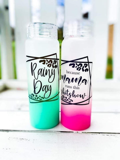 B Ombre glass personalized water bottles/glass cans