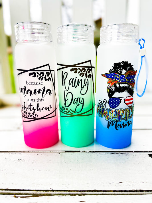 B Ombre glass personalized water bottles/glass cans