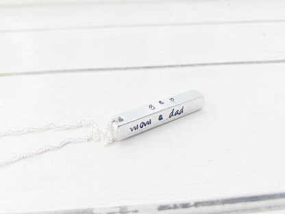 Personalized 3D pillar necklace