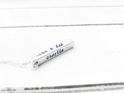 Personalized 3D pillar necklace